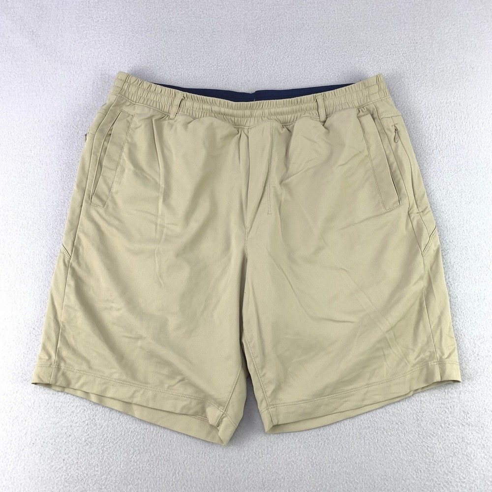 Birddogs Gym Shorts Mens XXL Tan Khaki Athletic Lined Stretch 9 Inch Inseam